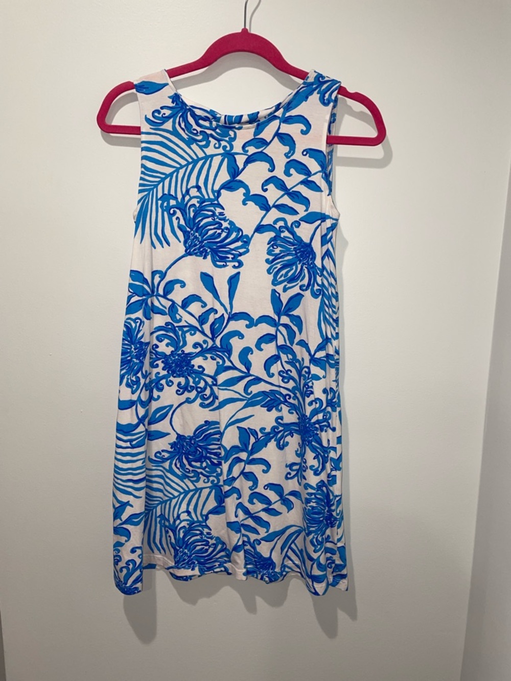 Lilly Pulitzer Blue Floral Sleeveless Shift Dress - White & Blue